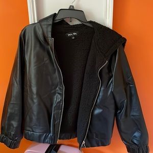 Leather zip up hoodie